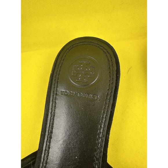 Tory Burch Annabelle Black Bow Slide Suede Sandals Women’s 5M - Picture 9 of 10